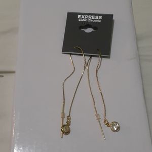 Gold Dangle w/ Circle Crystal Ball Earring (NWT)